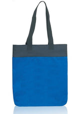 Royal and Black Two Tone Polyester Tote Bags With Long Handles