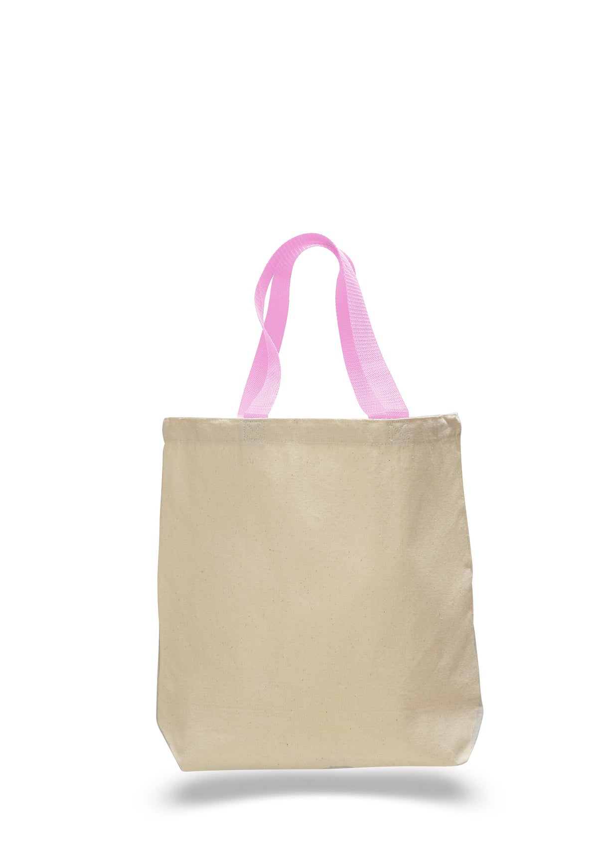 12 ct 100% Cotton Canvas Tote Bags with Color Handles - By Dozen