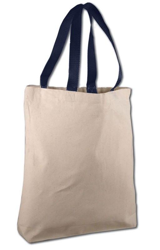 Quality Cotton Canvas Tote Bags with Navy Handles for Wholesale