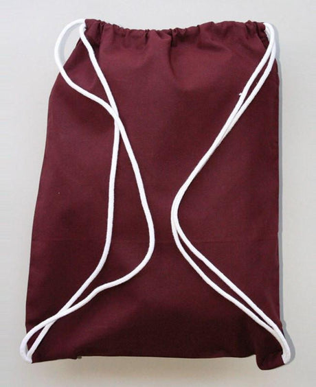 Maroon Cotton Drawstring Bags