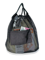 Nylon Mesh Cinch Bag with Front Pocket