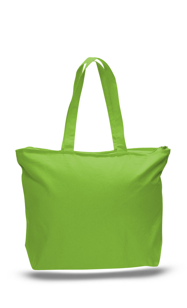 Sturdy Canvas Tote Bags with Inside Zipper Pocket and Long Handles - 1 Pack