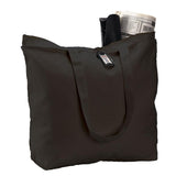 Promotional Black Heavy Canvas Zippered Tote Bag with Long Handles