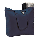 Navy Heavy Canvas Zippered Tote Bags with Long Handles