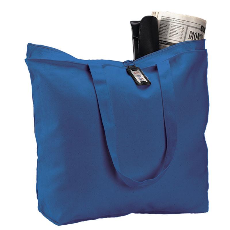 Royal Color Heavy Canvas Zippered Totes with Long Handles