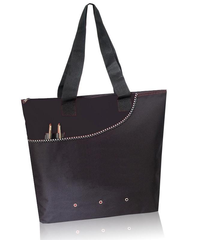 Deluxe Polyester Tote Bag with Zipper Closure (CLOSEOUT)