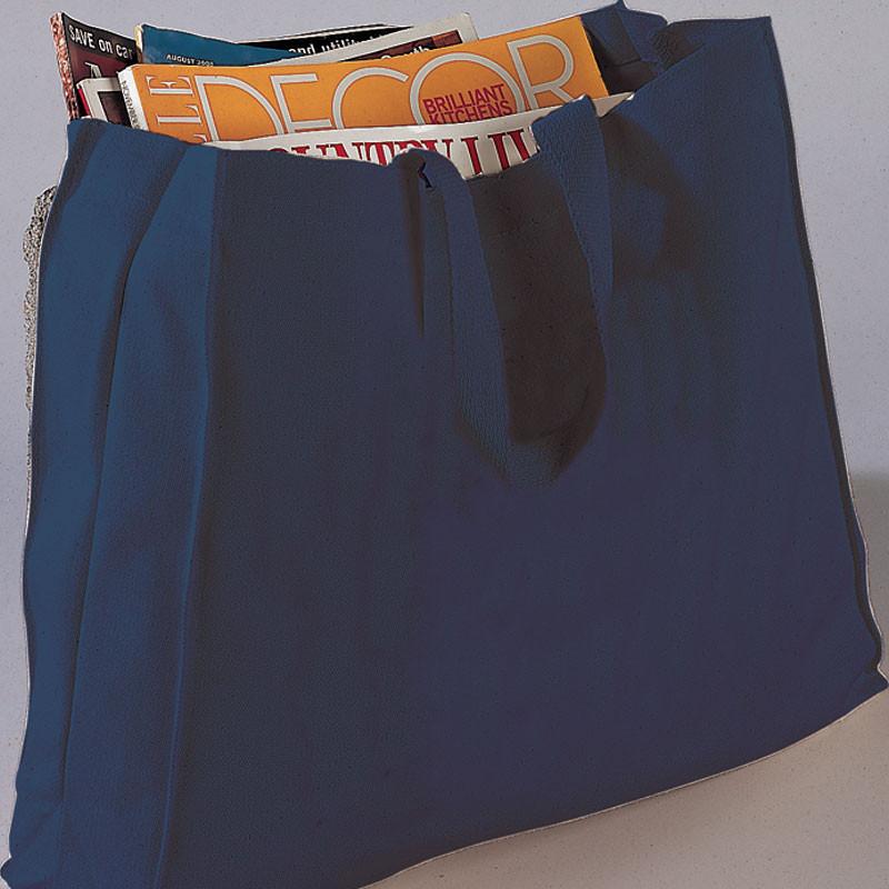  Cheap Reusable Canvas Totes with Side and Bottom Gussets in Navy
