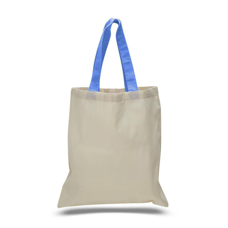 240 ct Wholesale Tote Bags With Color Handles 100 Cotton By Case