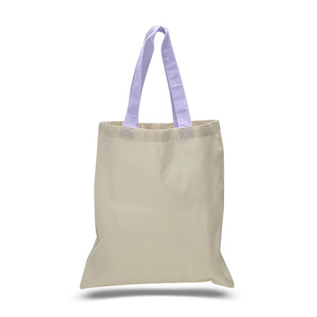 240 ct Wholesale Tote Bags With Color Handles 100% Cotton - By Case