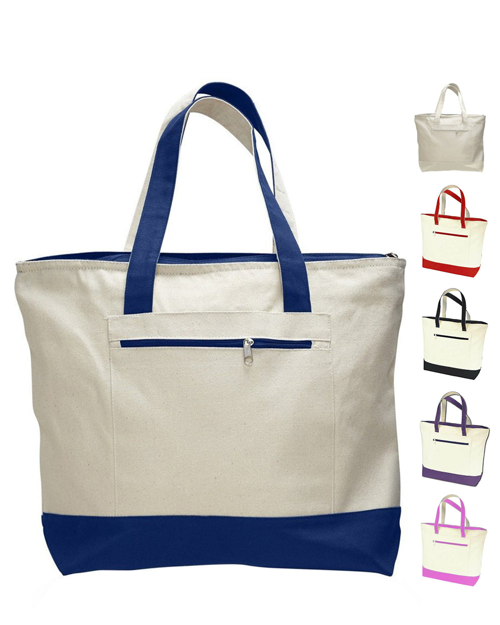 Heavy Canvas Tote Bags with Zipper for Shopping