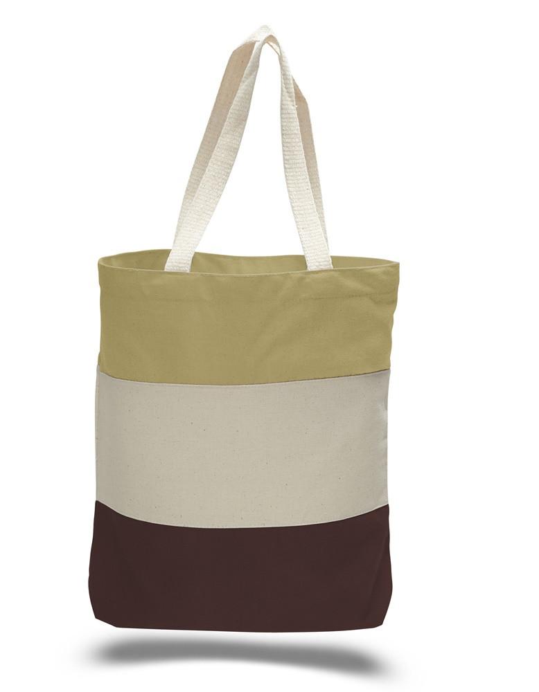 promotoinal Canvas Tote Bags Tri Color Brown