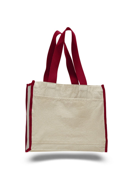 Economical Tote Bag with Red Colored Trim