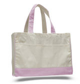 Durable Light Pink Canvas Tote Bag Inside Zipper Pocket