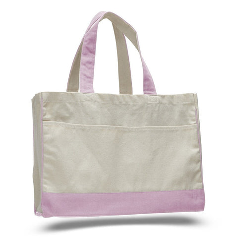 Cotton Canvas Tote Bag with Inside Zipper Pocket - Alternative Colors
