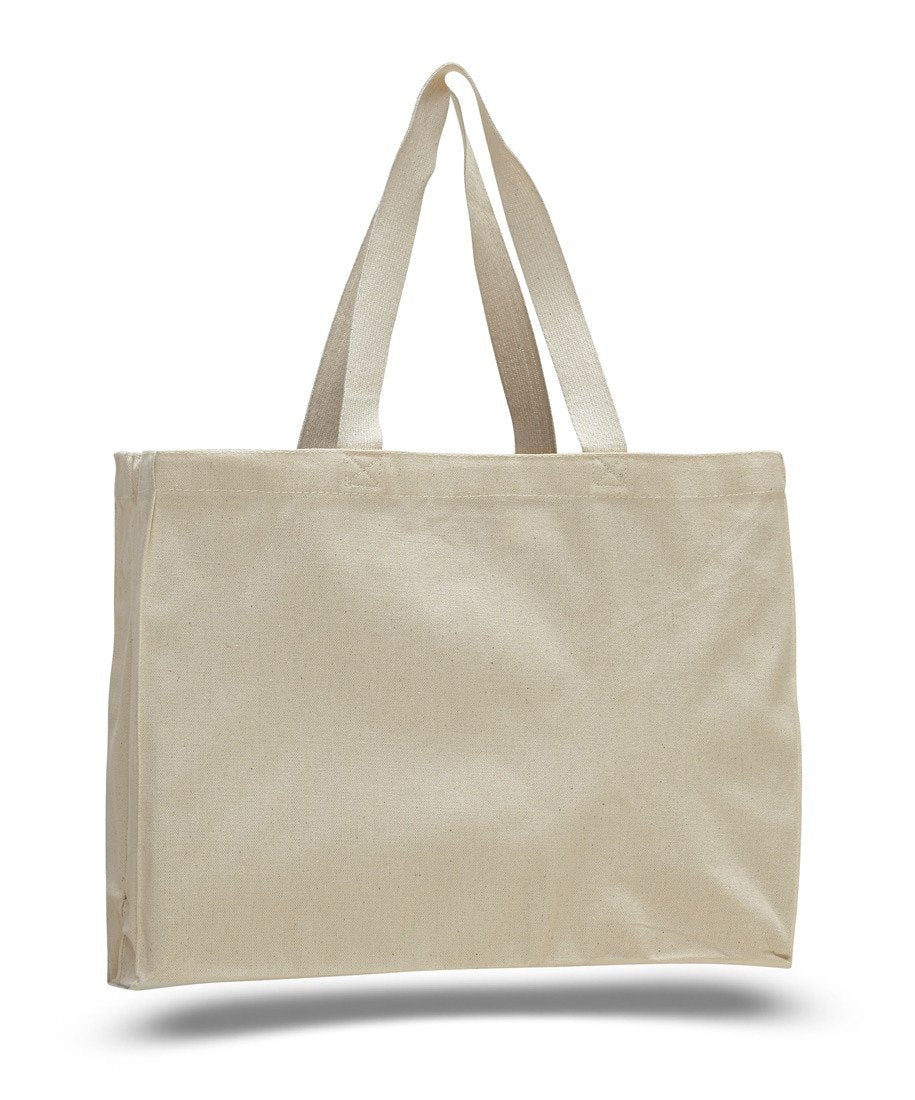 Full Gusset Canvas Cheap Tote Bags Natural