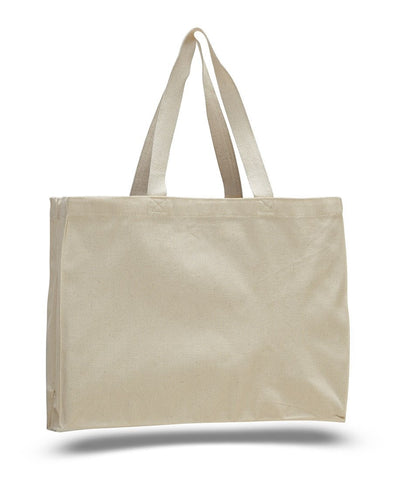 12 ct Full Gusset Heavy Canvas Affordable Horizontal Tote Bags - By Dozen