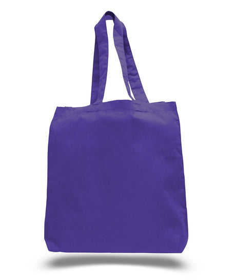 Durable Purple Cotton Tote Bags W/Gusset