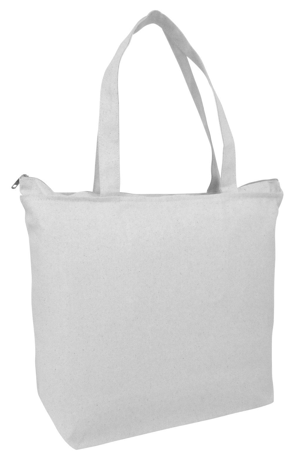 white Cotton Affordable Zippered Tote Bags 