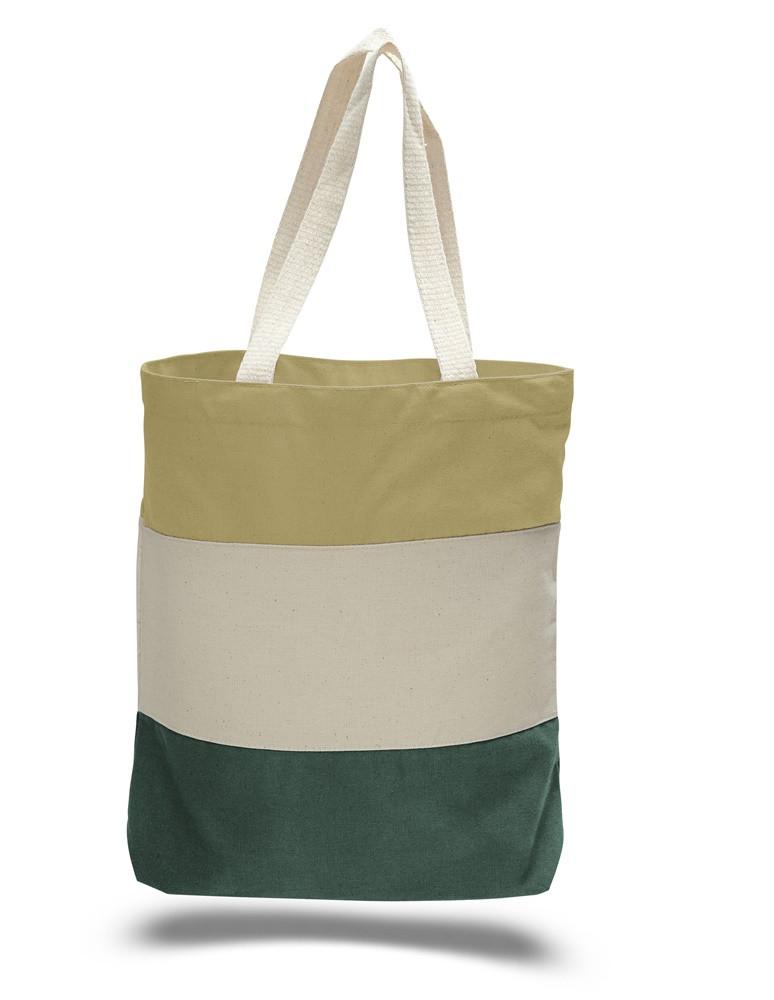 Wholesale Canvas Tote Bags Tri Color Forest Green