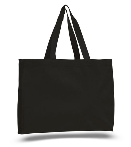 Full Gusset Canvas Promotoinal Tote Bags Black