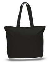 Promotional Black Cotton Zippered Tote Bag 