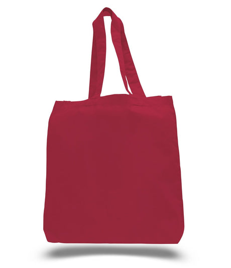 Reusable Cotton Tote Bags W/ Gusset in Red Color