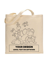 Black Color Zoo Tote Bag (Advance Level) - Coloring-Painting Bags for Kids