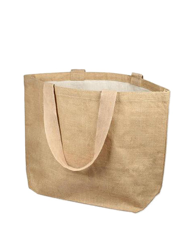 6 ct Daily Use Deluxe Jute Burlap Tote Bags with Cotton Interior - Pack of 6