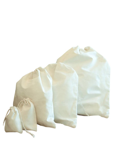 Muslin Storage Bags - 100% Organic Cotton Storage Bags with Drawstring -  Perfect Toy Storage Bags - Shoe Storage Bags During Travel - Cloth Storage