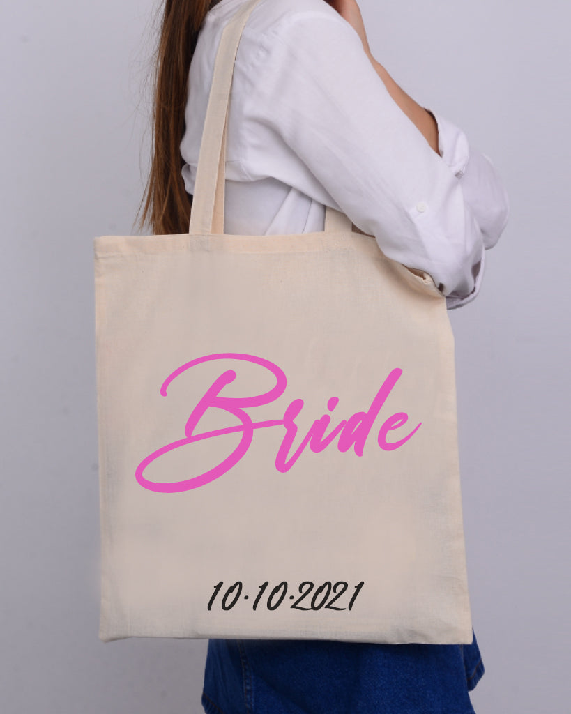 Pink Color Bride Tote Bag - Bridal-Wedding Tote Bags