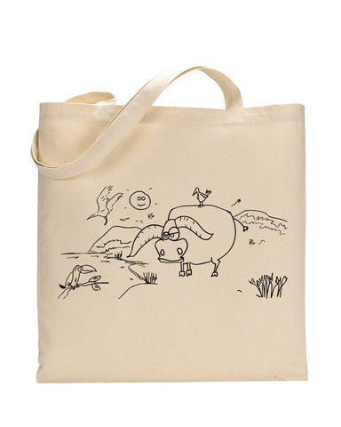 Black Color Lake Tote Bag (Advance Level) - Coloring-Painting Bags for