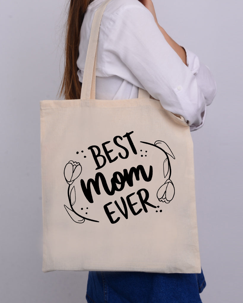 Modern Best Mom Ever Cotton Canvas Tote Bag