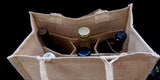 6 ct Natural Jute 6 Bottles Wine Bags / Burlap Wine Tote Bags with Removable Dividers - Pack of 6