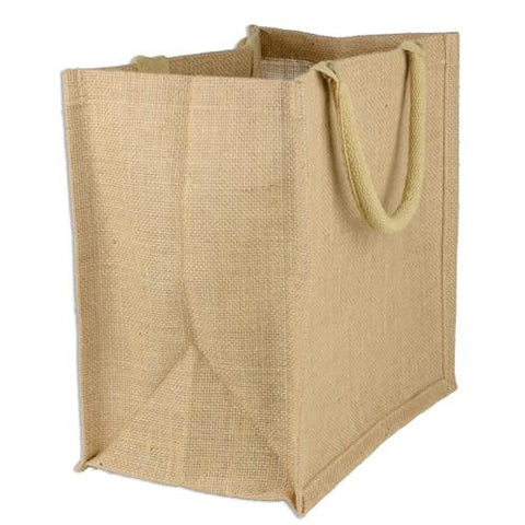 6 ct Square Burlap Bags - Wholesale Jute Tote Bags W/Deep Full Gusset - Pack of 6