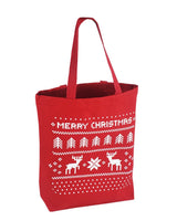 144 ct Merry Christmas Medium Canvas Tote Bags w/Gusset - By Case