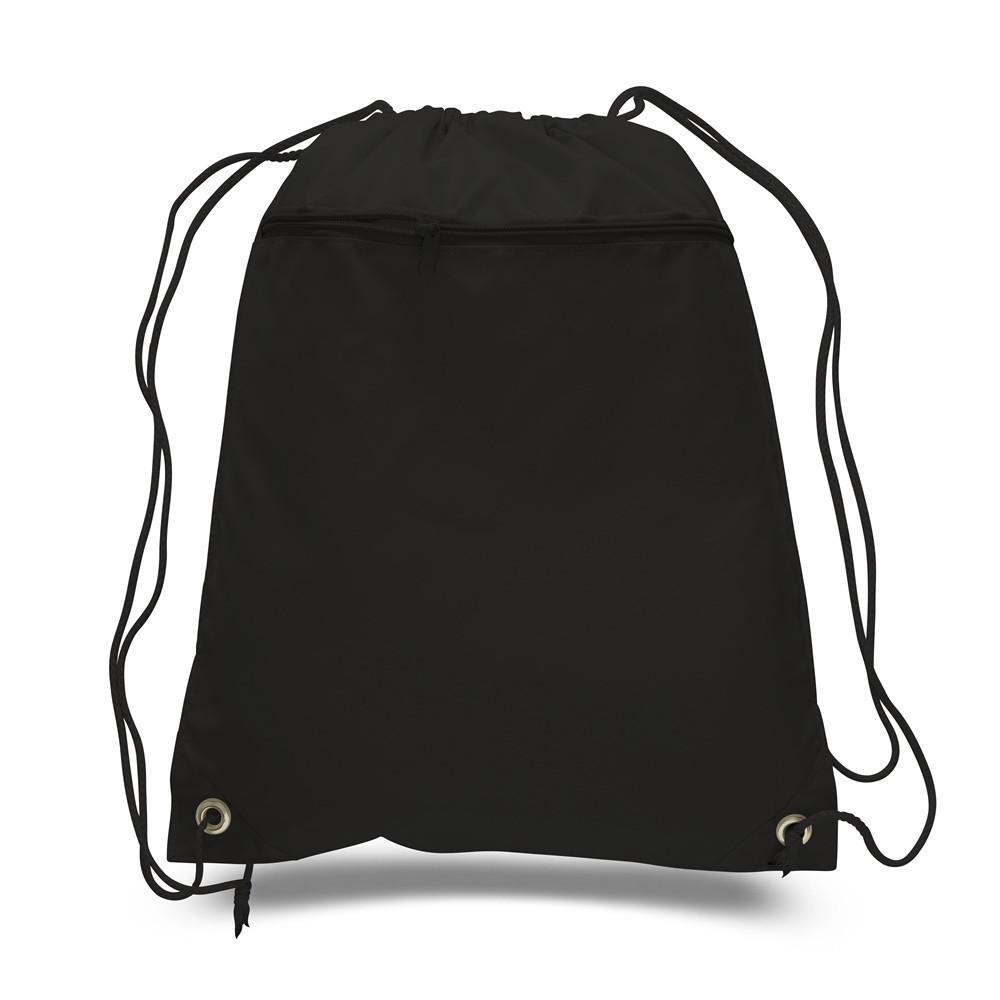 12 ct Promotional Polyester Drawstring Bags with Front Pocket - By Doz