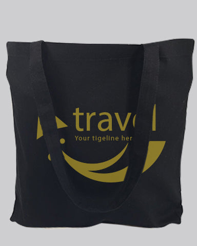 Black Color Large Size Value Customized Canvas Tote Bag / Personalized Long Handles Canvas Bag - TG219