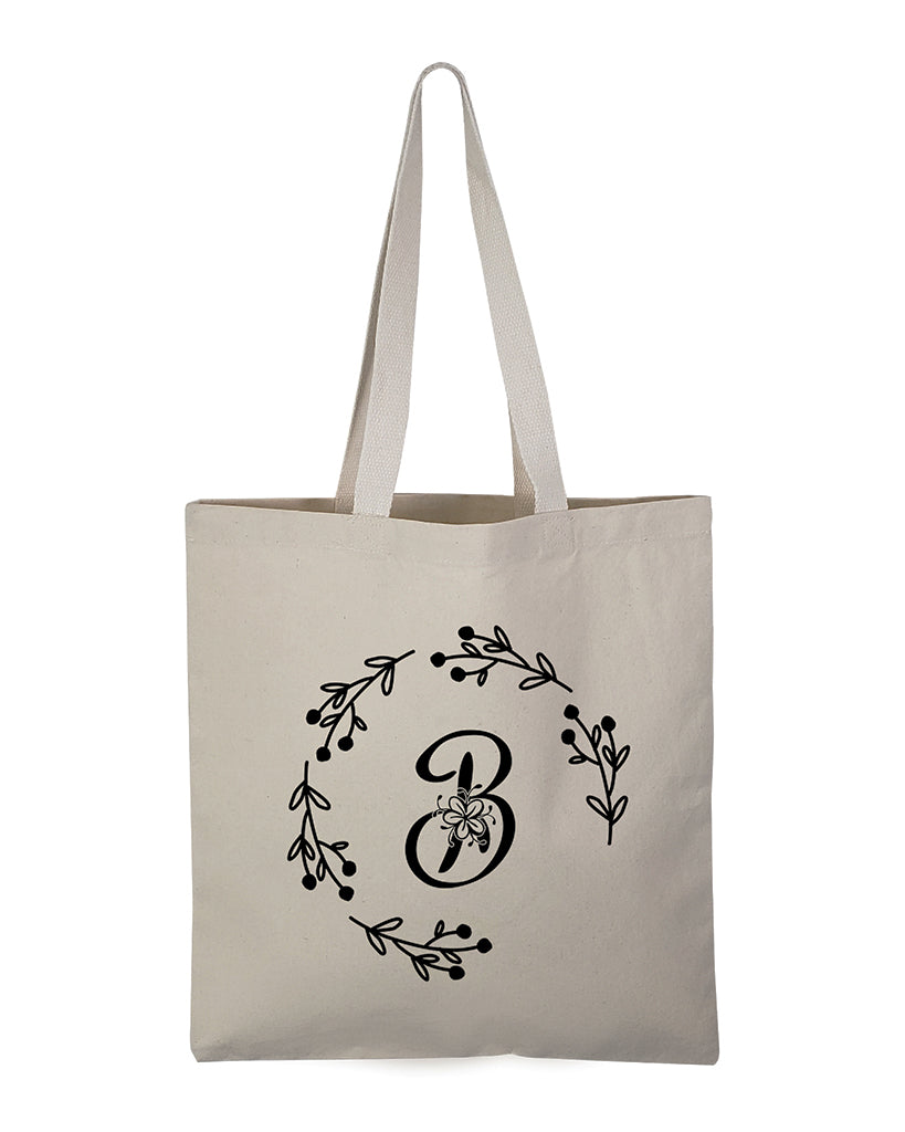''B'' Letter Initial Canvas Tote Bag - Initials Bags