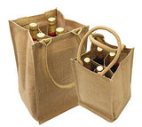 6 ct Natural Jute Wine Bags / Burlap Wine Tote Bags with Removable Dividers - Pack of 6