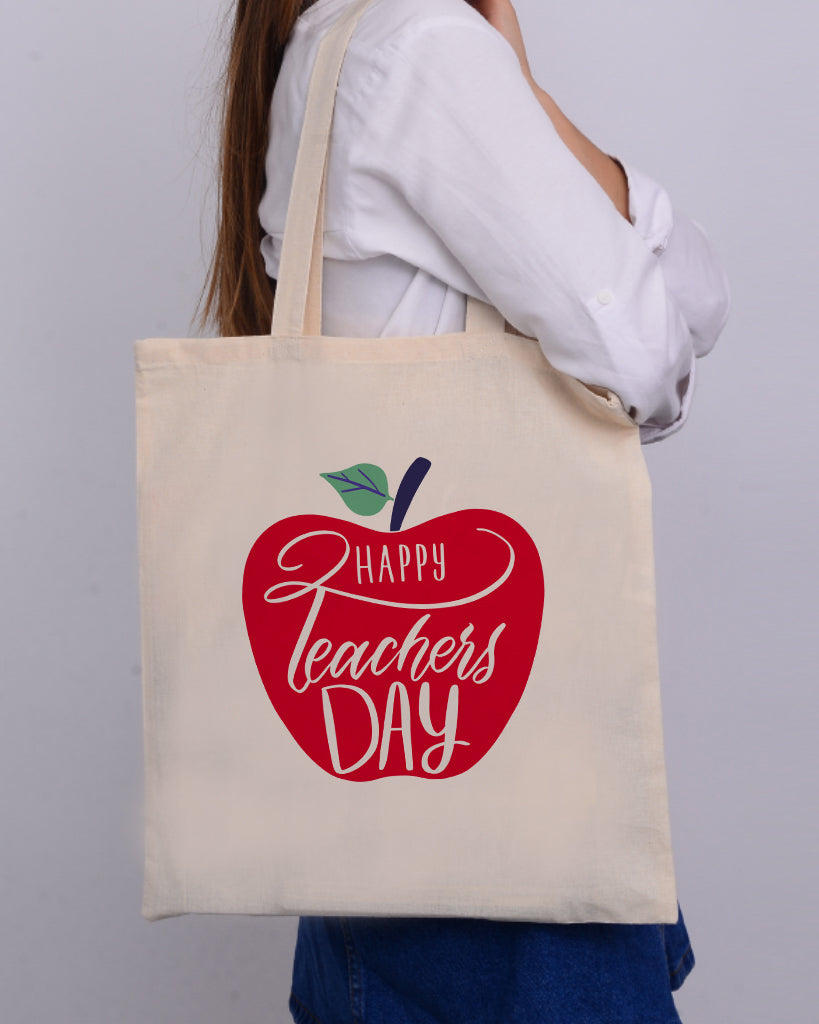 Red Apple Customizable Tote Bag- Teacher's Tote Bags