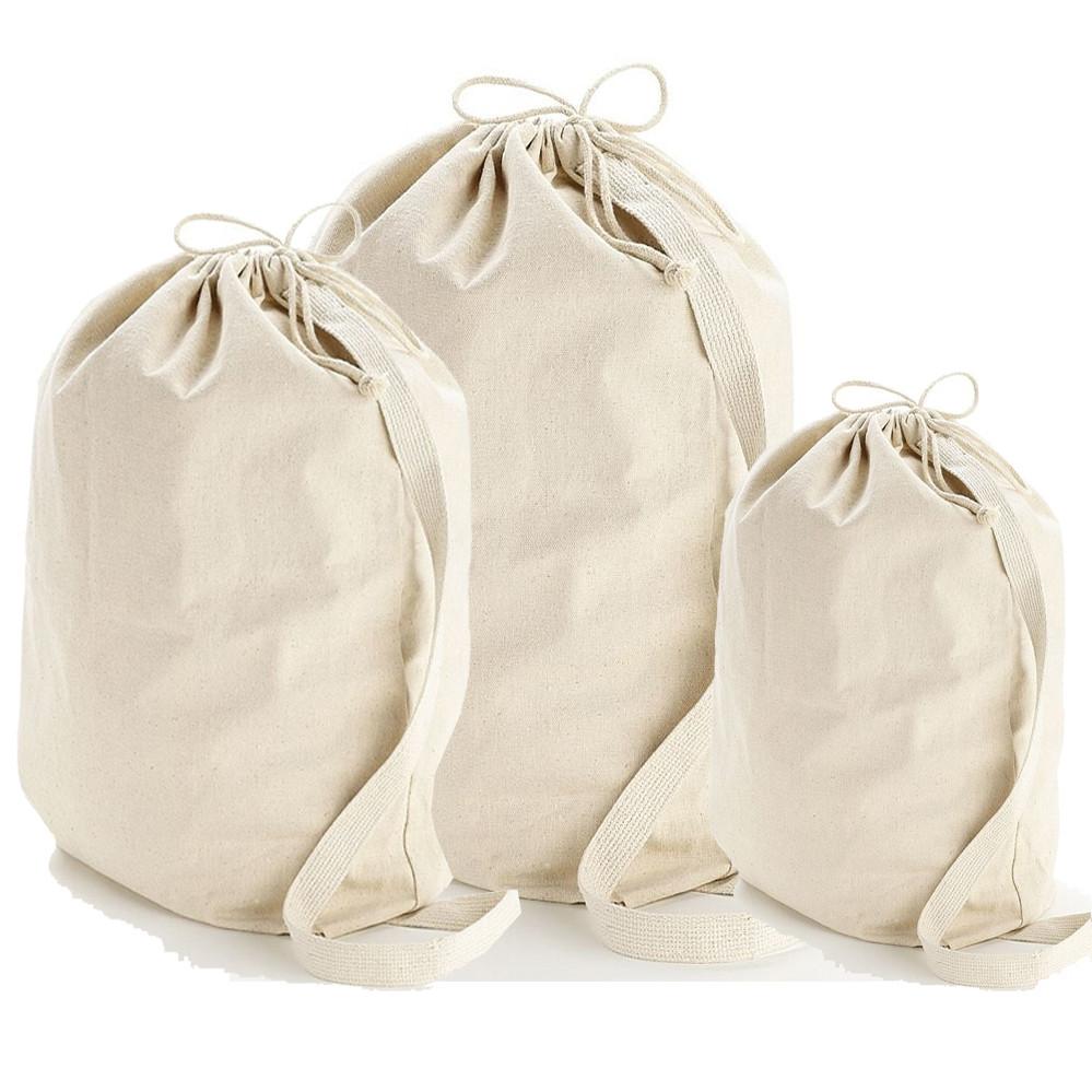 Wholesale Reusable Heavy Canvas Laundry Bags Bulk Heavy Canvas Santa Sacks Bags Web Shoulder Strap Gift Bag Christmas Tote Drawstring Customization Screen Print