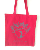 one color logo on red canvas tote bags