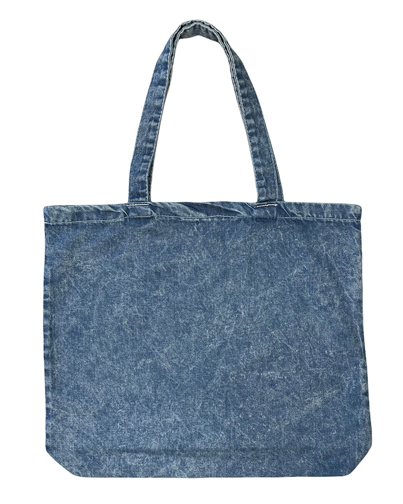 Tote bag. Light blue denim and green cotton canvas tote bag. Lined wit –  Bits and Totes