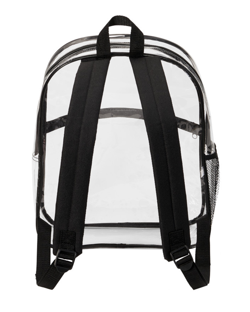 Clear Backpack Black Handles Detail