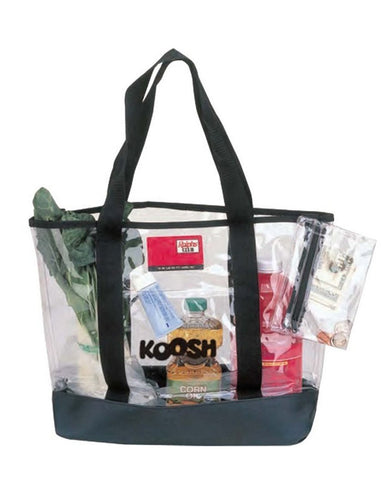 36 ct Transparent Clear Grocery Large Tote Bag with Clear Zippered Pouch - By Case