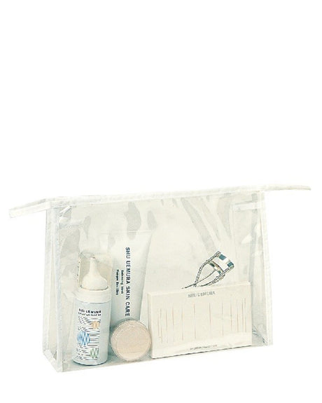 clear zippered cosmetic and travel bag