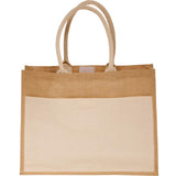 Easy-to-Decorate Jute Tote Bags with Canvas Front Pocket - TJ314