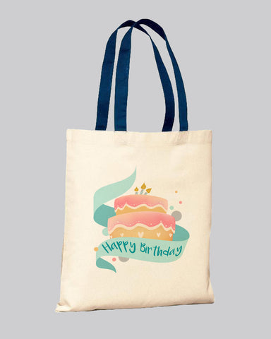 Navy/Natural Color Handle Customized Tote Bags - Promo Logo Tote Bags Two Tone
