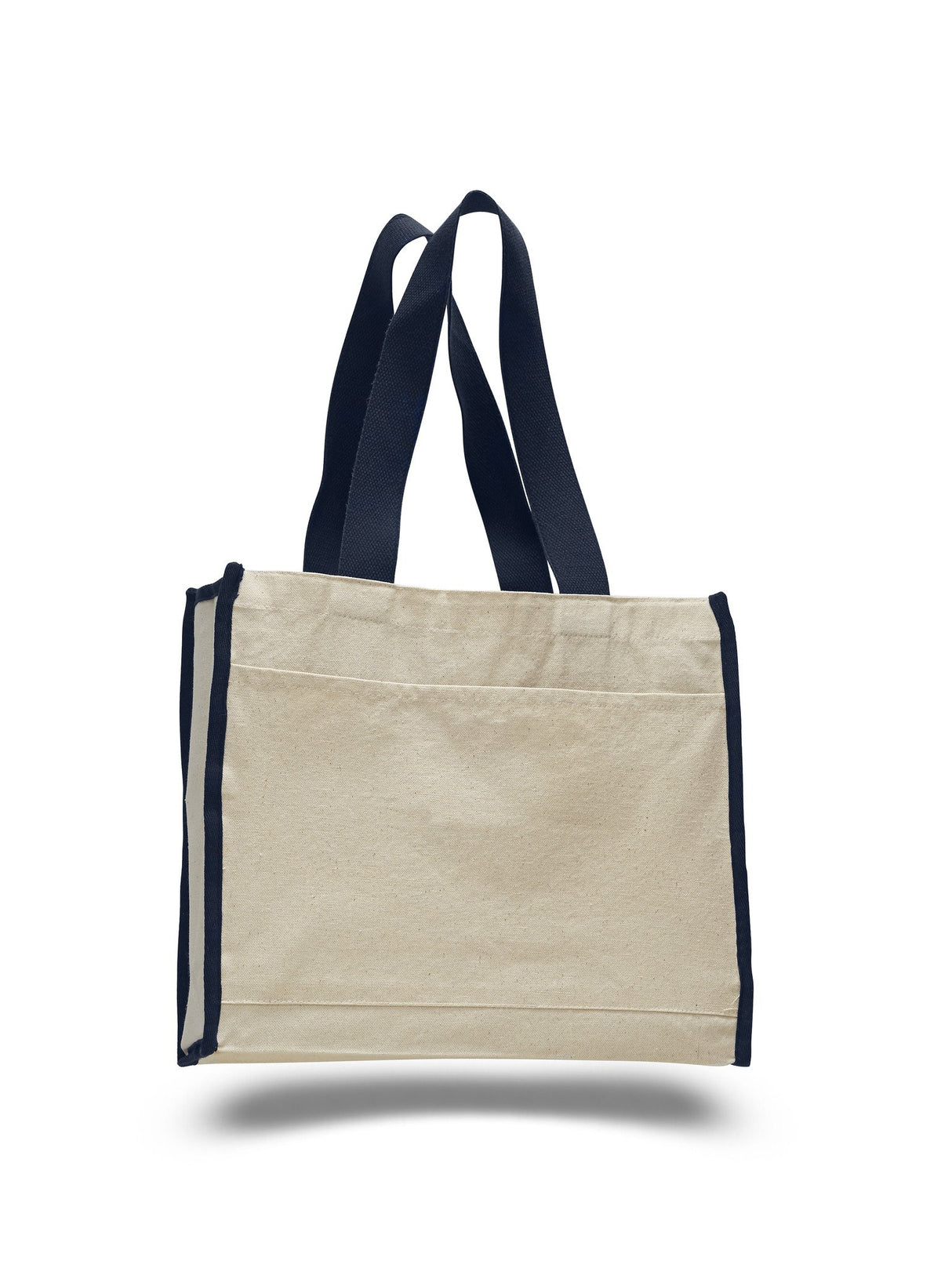 Durable Coton Tote Bag with Navy Colored Trim