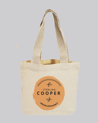 Customized 8" Mini Cotton Canvas Gift Tote Bags  - Gift Tote Bags With Your Logo - TC208